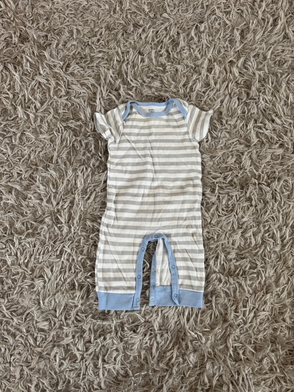 Gerber Grey & White Stripe Button Front Bodysuit